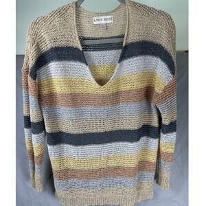 Knox Rose Women's 80s Vibe Striped Sweater Boho Knit Pullover XXL